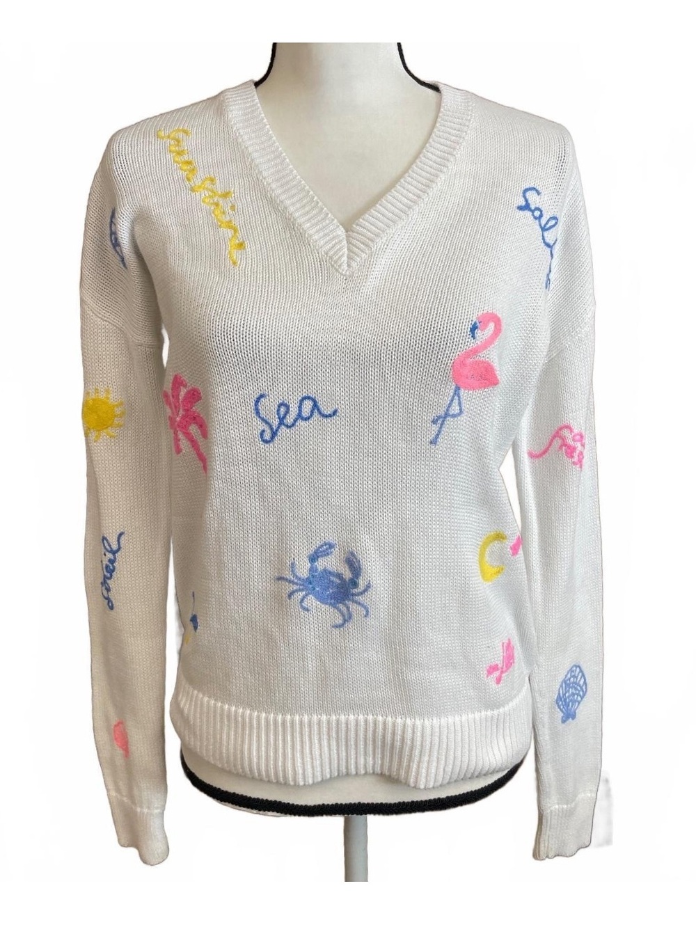 Lilly Pulitzer Tensley sweater with Summer Serenade embroidery XS